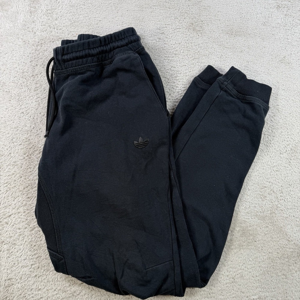 Adidas Sweatpants Mens Medium Black Fleece Drawstring Pocket Joggers Gym Active